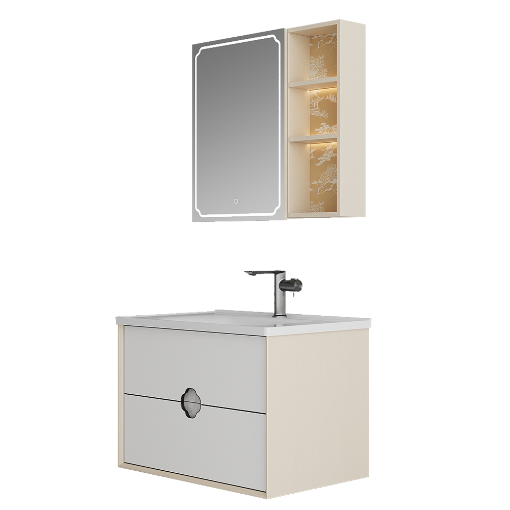 BC6303-080陶瓷盆款 生態(tài)實木浴室柜